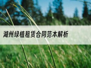 湖州绿植租赁合同范本解析