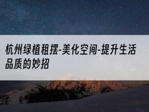 杭州绿植租摆-美化空间-提升生活品质的妙招
