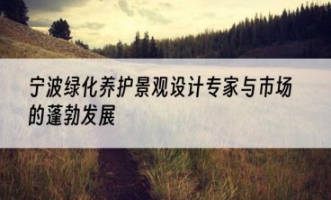 宁波绿化养护景观设计专家与市场的蓬勃发展