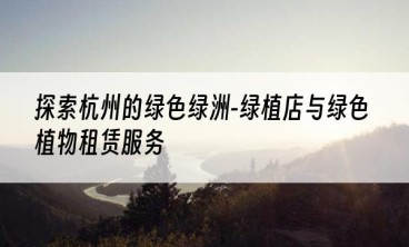 探索杭州的绿色绿洲-绿植店与绿色植物租赁服务