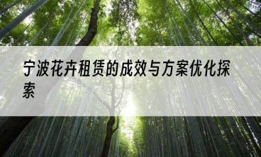 宁波花卉租赁的成效与方案优化探索