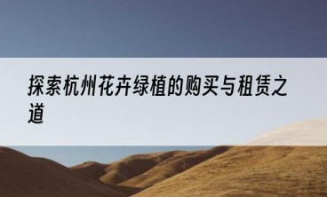 探索杭州花卉绿植的购买与租赁之道