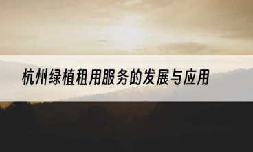 杭州绿植租用服务的发展与应用